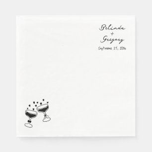 Serviette En Papier Tour de vin pétillant personnalisé Doodles Mariage