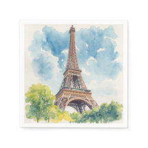 Tour Eiffel Aquarelle Paris France Peint