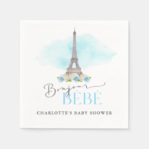 Serviette En Papier Tour Eiffel Bonjour Baby shower Papier