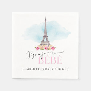 Serviette En Papier Tour Eiffel Bonjour Baby shower Papier