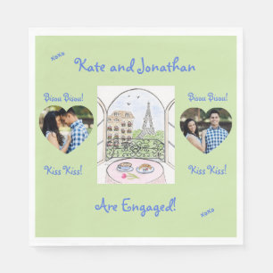 Serviette En Papier Tour Eiffel capricieuse Bisou Baiser PHOTO