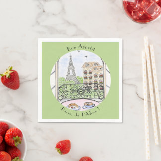 Serviette En Papier Tour Eiffel capricieuse de Paris Je t'adore ! Bon