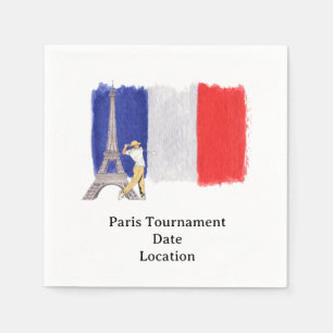 Serviette En Papier Tour Eiffel de golf avec drapeau de golf français