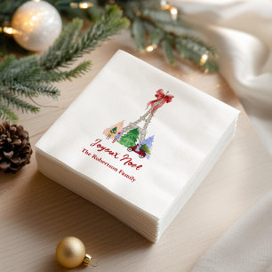 Serviette En Papier Tour Eiffel de Noël personnalisé à Paris pour les