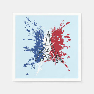 Serviette En Papier Tour Eiffel, Drapeau de France