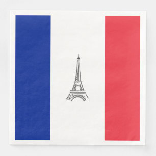 Serviette En Papier Tour Eiffel Drapeau Français Papier à thème