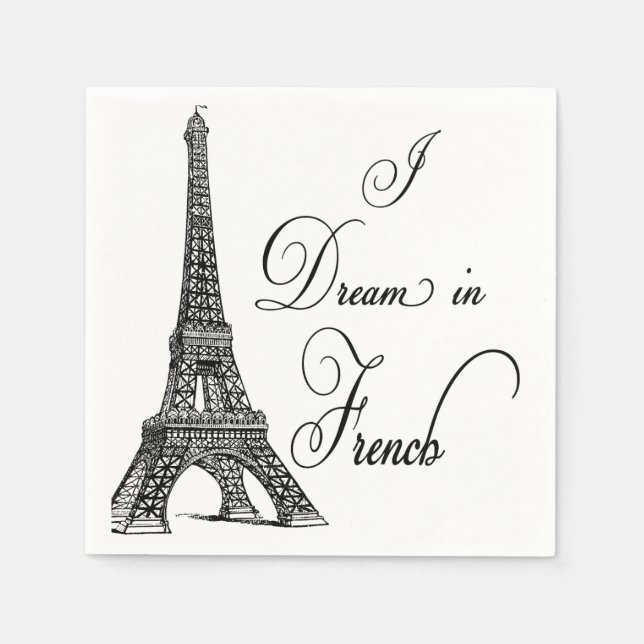 Serviette En Papier Tour Eiffel "I Dream in French" Papier (Devant)