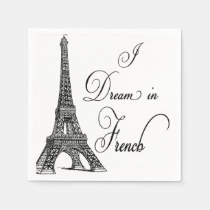 Serviette En Papier Tour Eiffel "Je rêve en français" Papier Napkins