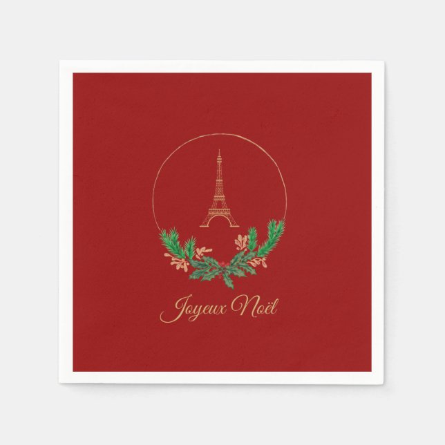 Serviette En Papier Tour Eiffel Joyeux Noel (Devant)