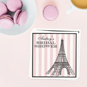 Serviette En Papier Tour Eiffel Mariage Vintage Blush Paris
