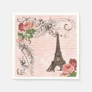 Serviette En Papier Tour Eiffel Paris et serviettes Roses