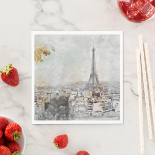 Serviette En Papier Tour Eiffel Paris serviettes en tissu - Romantique