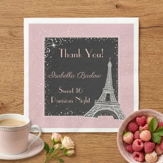 Serviette En Papier Tour Eiffel Parisien Fard à Joues Rose Pailleté Do