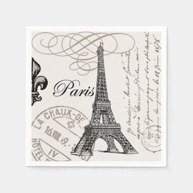 Serviette En Papier Tour Eiffel vintage moderne (Devant)