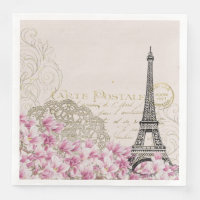 Tour Eiffel vintage Paris France Romance Rose