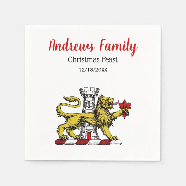 Serviette En Papier Tour Lion Fleur de Lis Crest Emblem C (Devant)