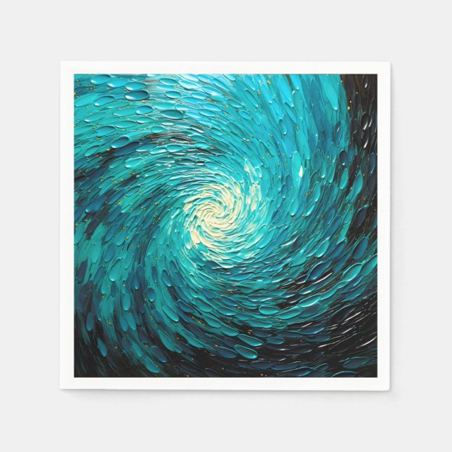 Serviette En Papier Tourbillon océan turquoise abstrait (Devant)