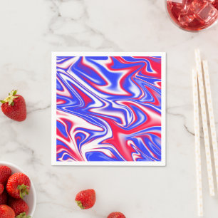 Serviette En Papier Tourbillon Patriotique : Marbre Rouge Blanc et Bl