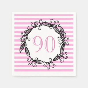 Serviette En Papier Tourbillonnant noir blanc rose du