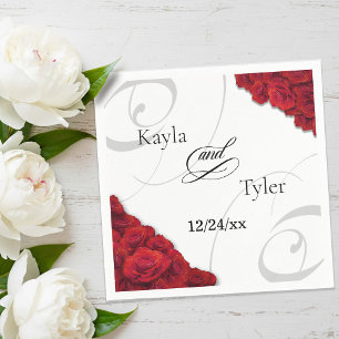Serviette En Papier Tourbillonnant Red Roses Mariage Napkin