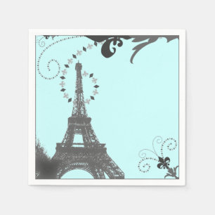 Serviette En Papier tourbillons bleus modernes vintage Paris Tour Eiff