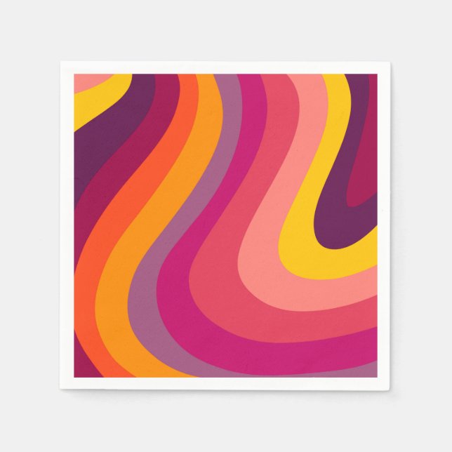Serviette En Papier Tourbillons rétro - coucher de soleil (Devant)