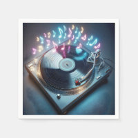 Tourne-disque stéréo avec notes néon