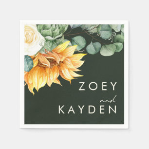 Serviette En Papier Tournée de pays audacieux   Mariage vert foncé Nap