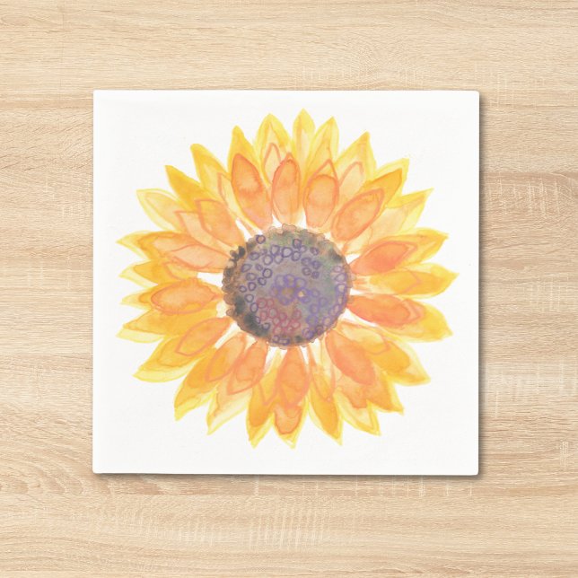 Serviette En Papier Tournesol à l'aquarelle  (Créateur téléchargé)