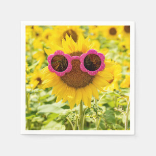 Serviette En Papier Tournesol avec lunettes de soleil