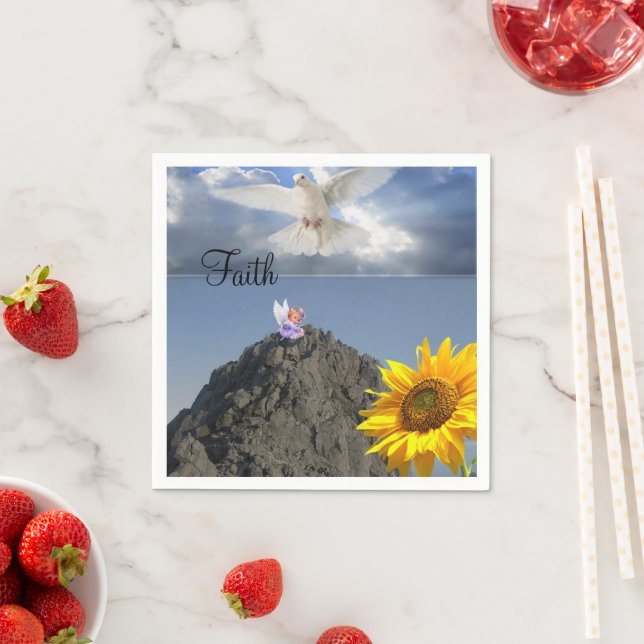 Serviette En Papier Tournesol blanc Dove Angel Papier Napkins (En situation)