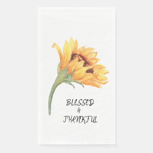 Serviette En Papier Tournesol BLESSEE & Typographie MERVEILLEUSE Aquar (Devant)