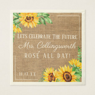 Serviette En Papier Tournesol Burlap Look Rustique Mariage Fête des ma