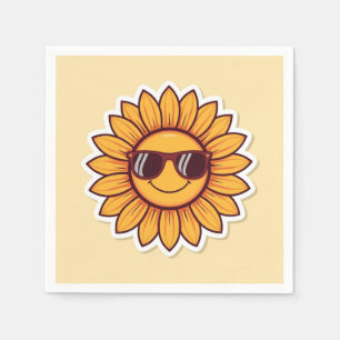 Serviette En Papier Tournesol Cool avec des Lunettes de Soleil