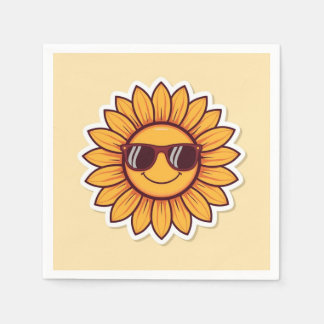 Serviette En Papier Tournesol Cool avec des Lunettes de Soleil