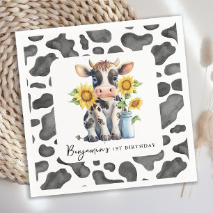 Serviette En Papier Tournesol de vache mignonne Ferme moderne Animal 1