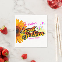 Tournesol et ballons sur le Sweet sixteen blanc