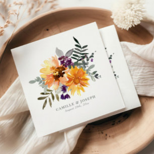 Serviette En Papier Tournesol et papier Fleur sauvage d'aquarelle