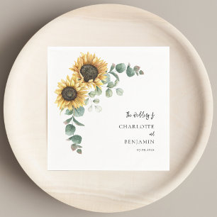 Serviette En Papier Tournesol Eucalyptus papier Mariage floral