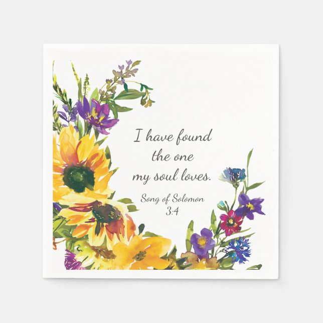 Serviette En Papier Tournesol Fleur sauvage Floral Mariage Bible Verse (Devant)