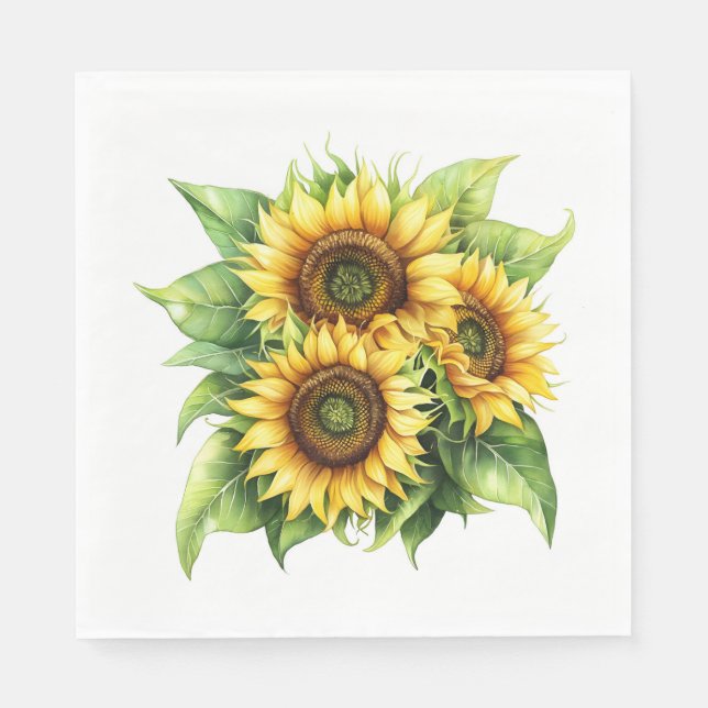 Serviette En Papier Tournesol Floral (Devant)
