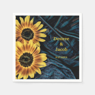 Serviette En Papier Tournesol Jaune Russe Denim Blue Jeans Mariage
