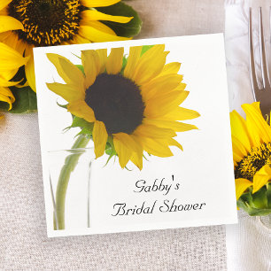 Serviette En Papier Tournesol jaune sur Fête des mariées blanche