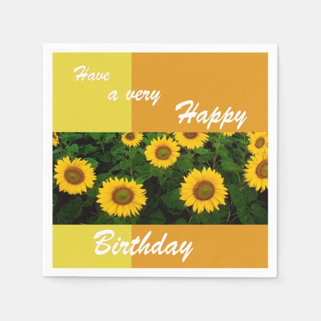Serviette En Papier Tournesol - Joyeux papier d'anniversaire Napkin (Devant)