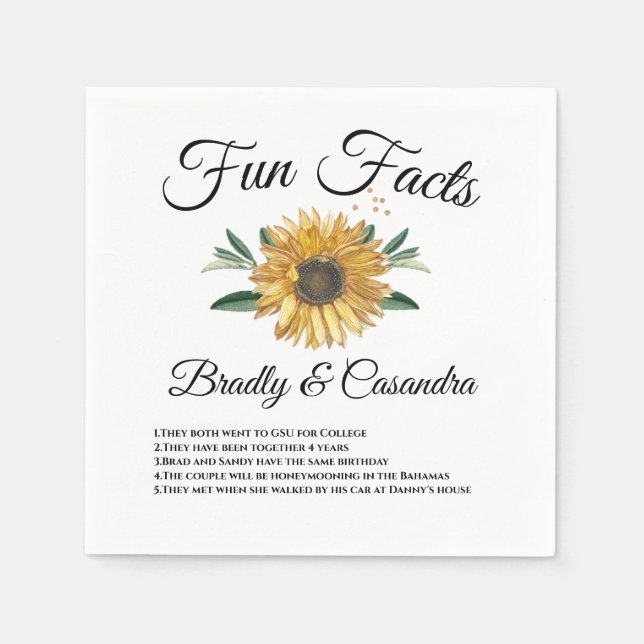 Serviette En Papier Tournesol moderne Chic Typographie Mariage Fun Fac (Devant)