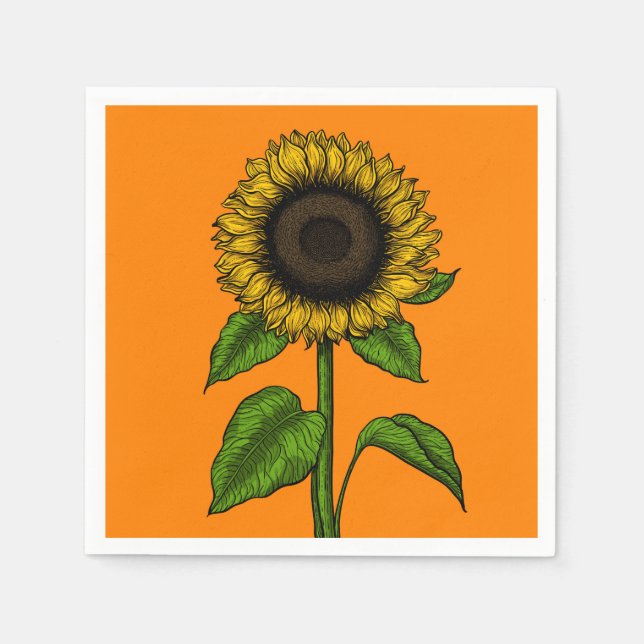 Serviette En Papier Tournesol orange (Devant)