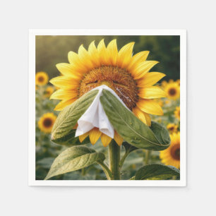 Serviette En Papier Tournesol qui éternue dans un mouchoir