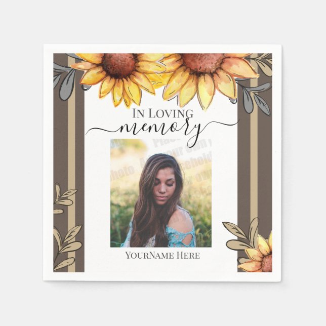 Serviette En Papier Tournesol Simple Photo Funéraire Garde (Devant)