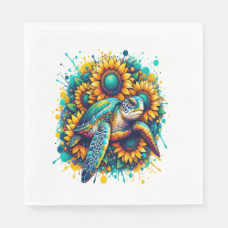 Serviette En Papier Tournesol Tortue