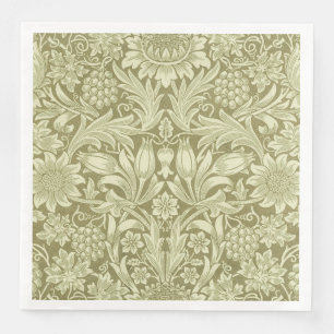 Serviette En Papier Tournesol William Morris Vintage Olive Damask